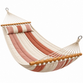 Amaca 200 x 100 cm in cotone imbottito beige e terracotta con barre in legno per giardino