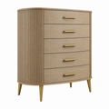 Cassettiera 90 x 45 x 120 cm in legno beige con 5 cassetti stile moderno