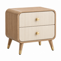 Comodino 60 x 40 x 65 cm in legno beige e crema con due cassetti stile moderno