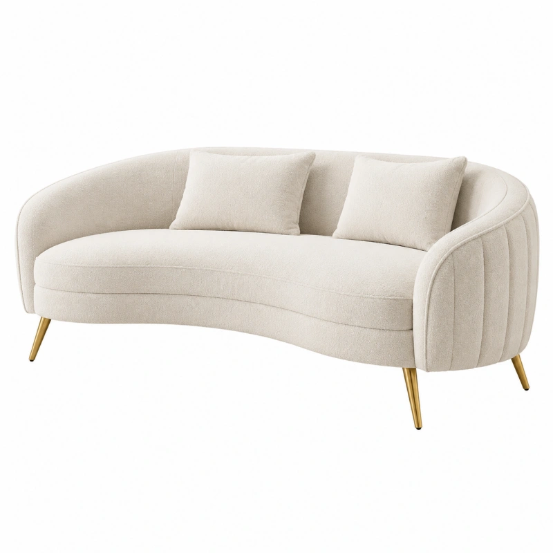 Divano 2 posti 180 cm in tessuto beige con gambe metalliche - stile contemporaneo