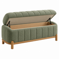 Panca contenitore 140 x 45 x 62 cm in tessuto verde con struttura in legno - stile moderno