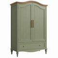 Armadio 100 x 55 x 190 cm in legno verde salvia con dettagli naturali - stile classico con 2 ante e cassetto