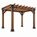Pergola da giardino 300 x 300 x 240 cm in legno marrone con struttura in metallo stile rustico