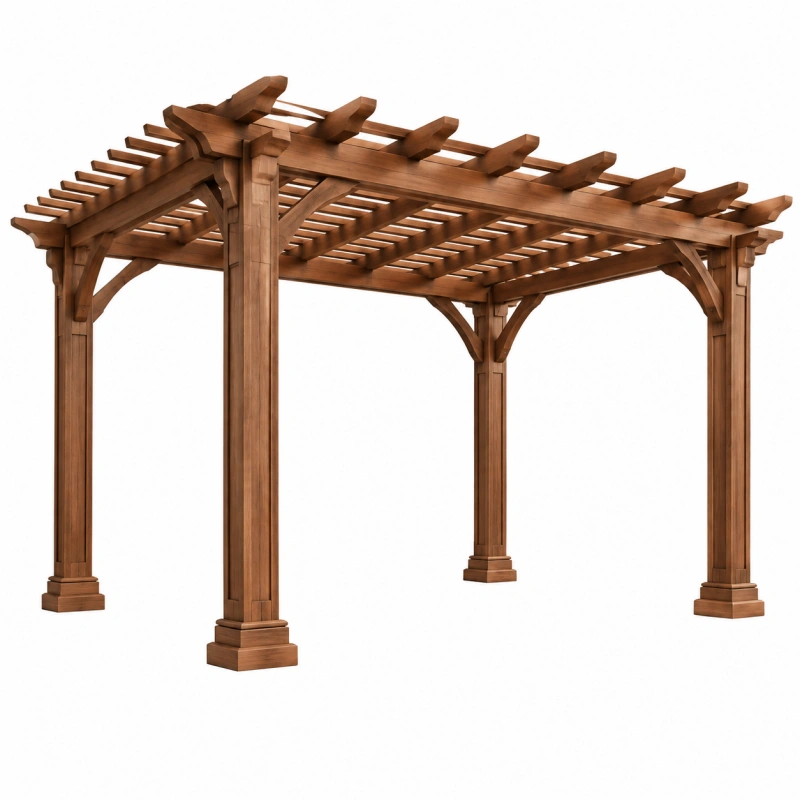 Pergola da giardino 360 x 300 x 240 cm in legno marrone - struttura ombreggiante classica