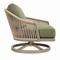 Poltrona girevole 80 x 85 x 90 cm in corda e metallo verde salvia beige