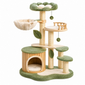 Albero tiragraffi per gatti 110 x 60 x 160 cm in legno sisal verde e beige con cuccia e piattaforme